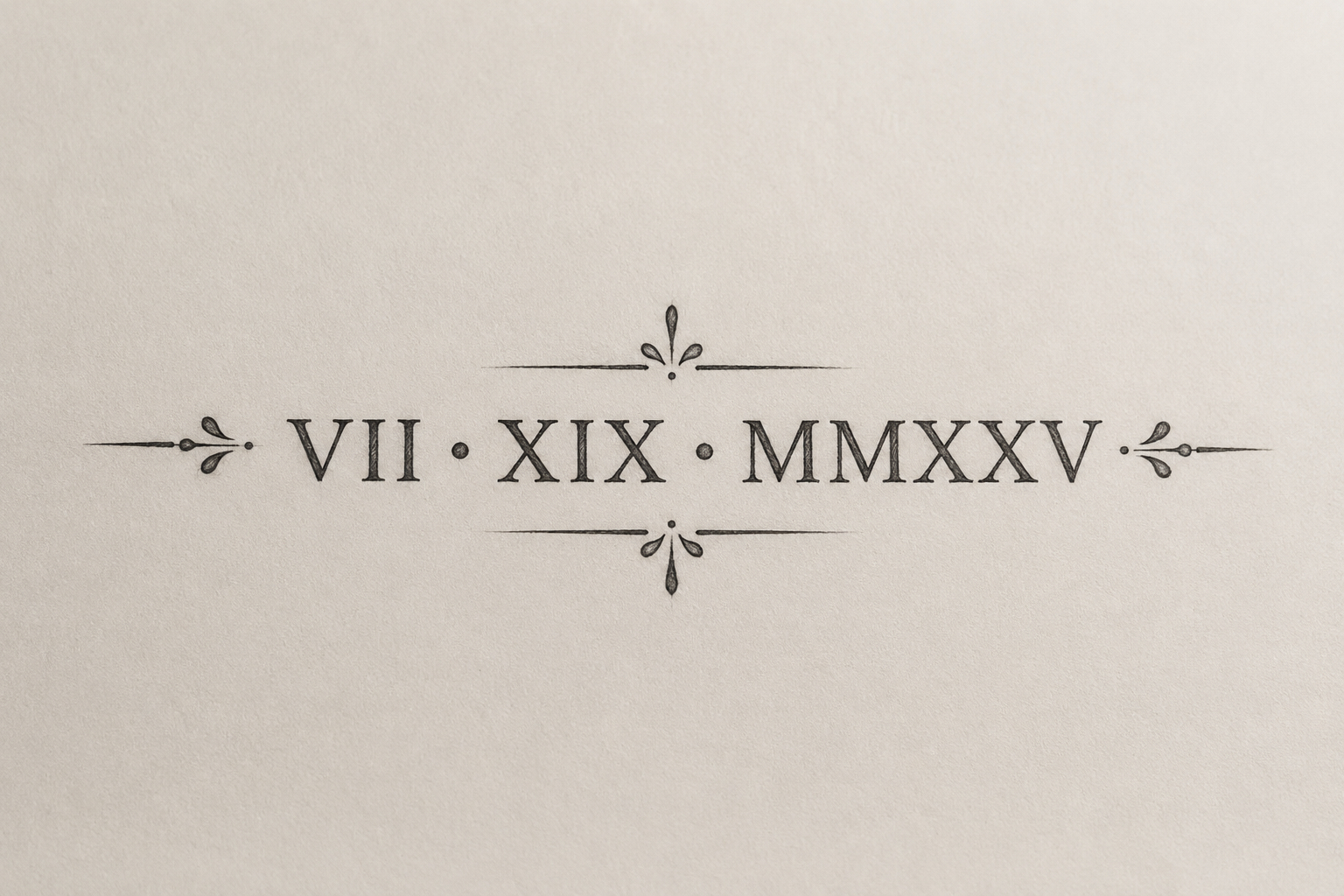 Fine-line roman numeral date tattoo design