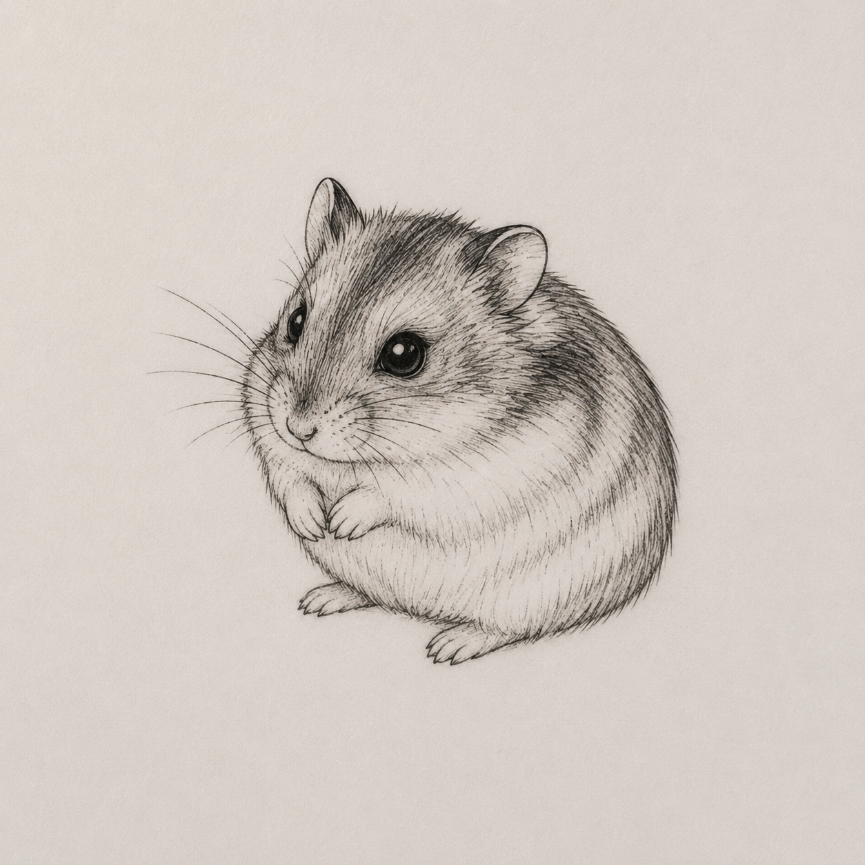 Fine-line hamster tattoo illustration